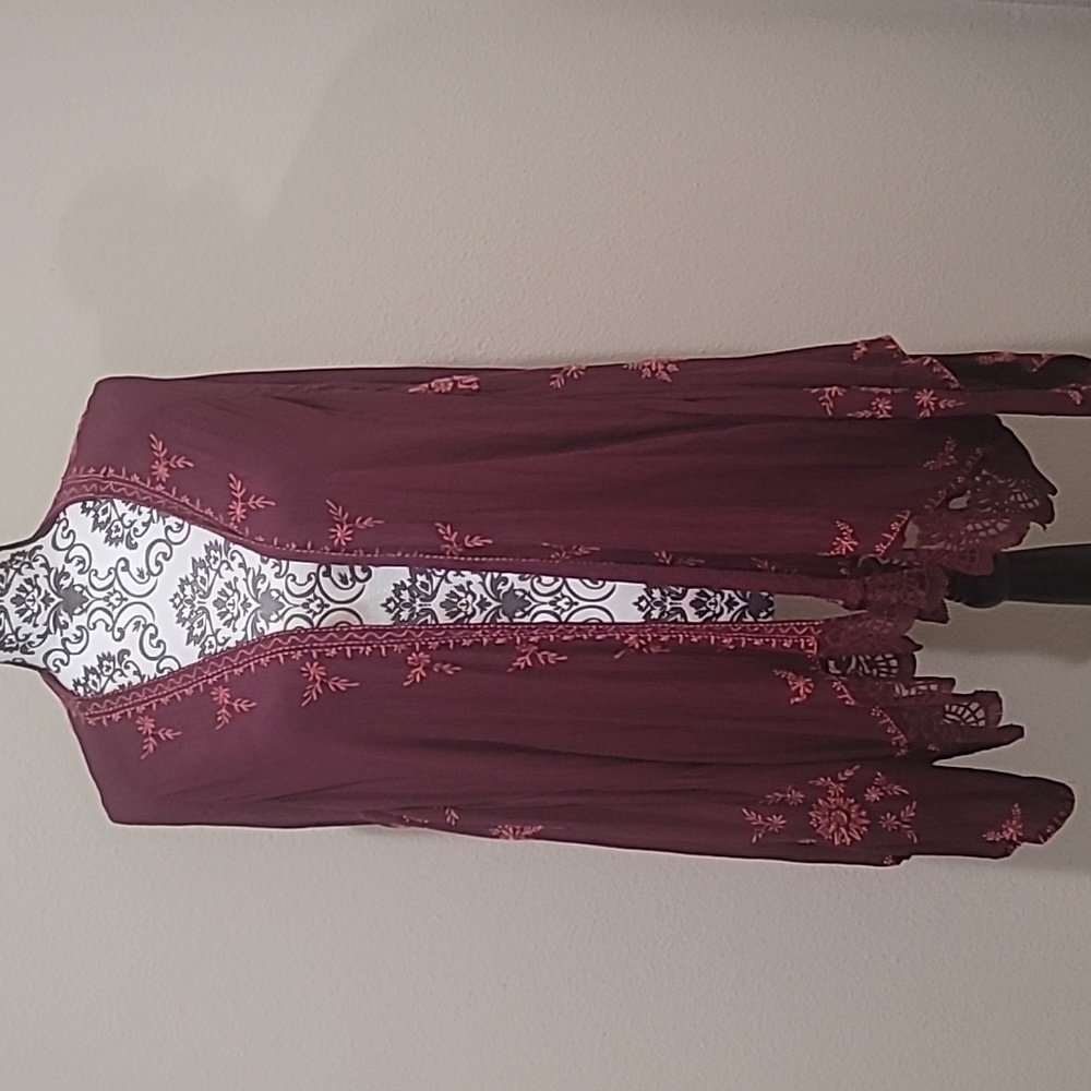 Free People Maroon Floral Tunic